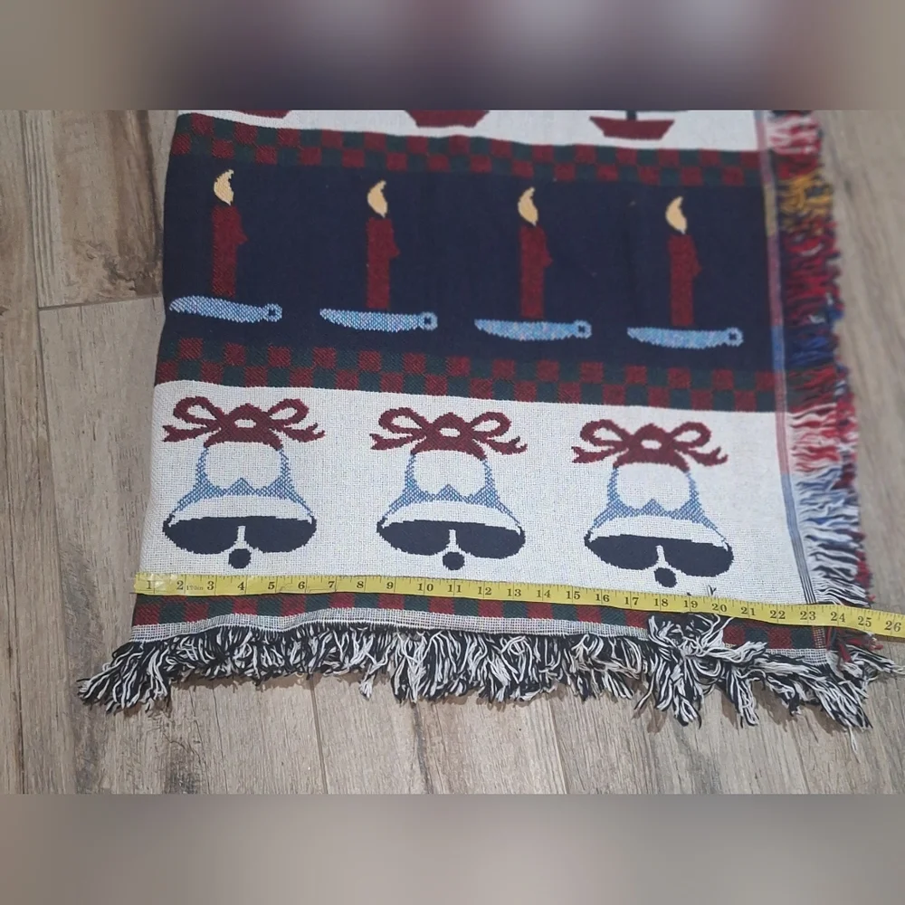 Vintage Crown Crafts Festive Holiday Throw Blanket with Christmas Patterns Retro